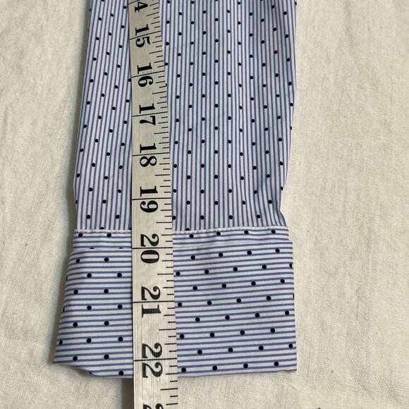 Ann Taylor Factory Women's Button Down Shirt S Blue White Polka Dot Long Sleeve - Picture 9 of 12